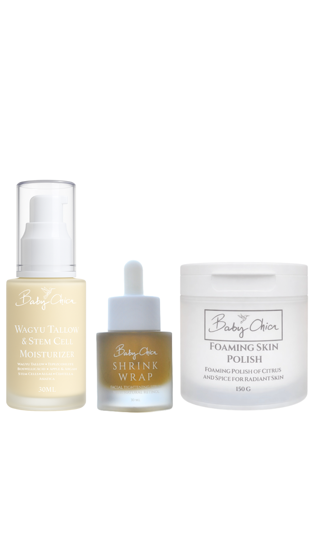 Wagyu Tallow & Stem Cell Moisturizer + Shrink Wrap + Foaming Skin Polish