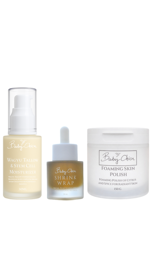 Wagyu Tallow & Stem Cell Moisturizer + Shrink Wrap + Foaming Skin Polish