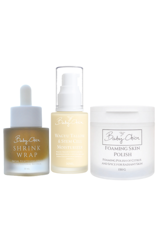 Wagyu Tallow & Stem Cell Moisturizer + Shrink Wrap + Foaming Skin Polish