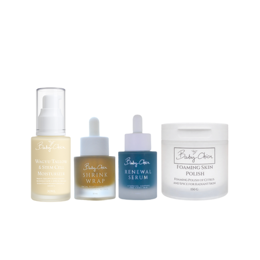 Wagyu Tallow & Stem Cell Moisturizer + Foaming Skin Polish + Shrink Wrap + Renewal Serum